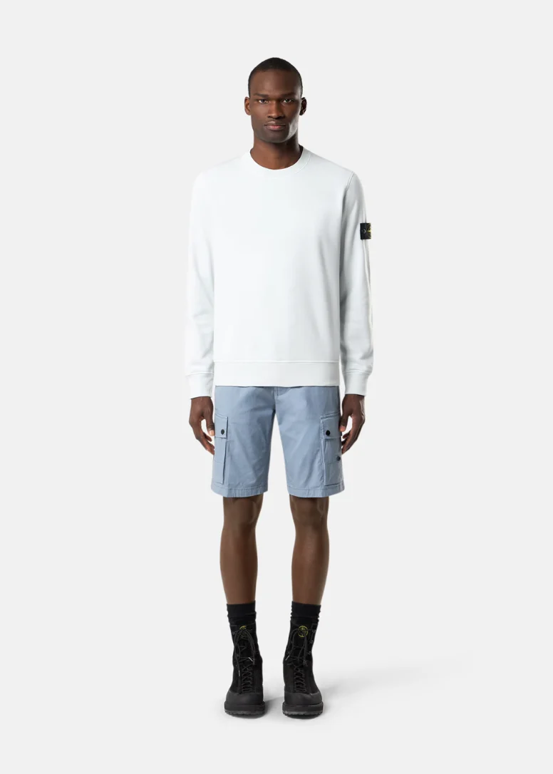 PULL BLEU CIEL COTON STONE